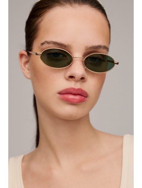 A\V SUNGLASSES Kyoto Gold Gold Metallic Oval Sunglasses