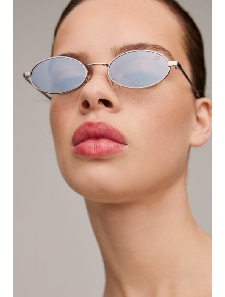 A\V SUNGLASSES Kyoto Silver Mirror Silver Metal Oval Sunglasses