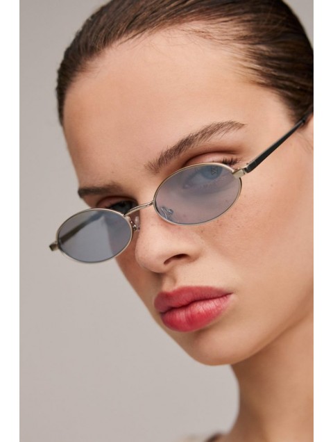 A\V SUNGLASSES Kyoto Silver Mirror Silver Metal Oval Sunglasses