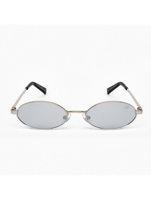 A\V SUNGLASSES Kyoto Silver Mirror Silver Metal Oval Sunglasses