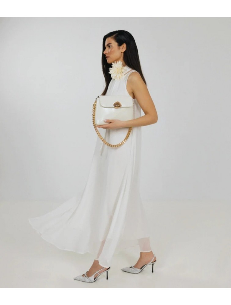 CLIC JEWELS DONNA MEDIUM DONNA (white patent eco leather) Λευκή τσάντα ώμου