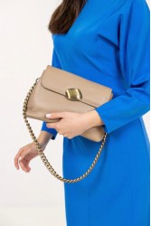 CLIC JEWELS DONNA MEDIUM (mocha dolaro leather) Μπεζ τσάντα ώμου