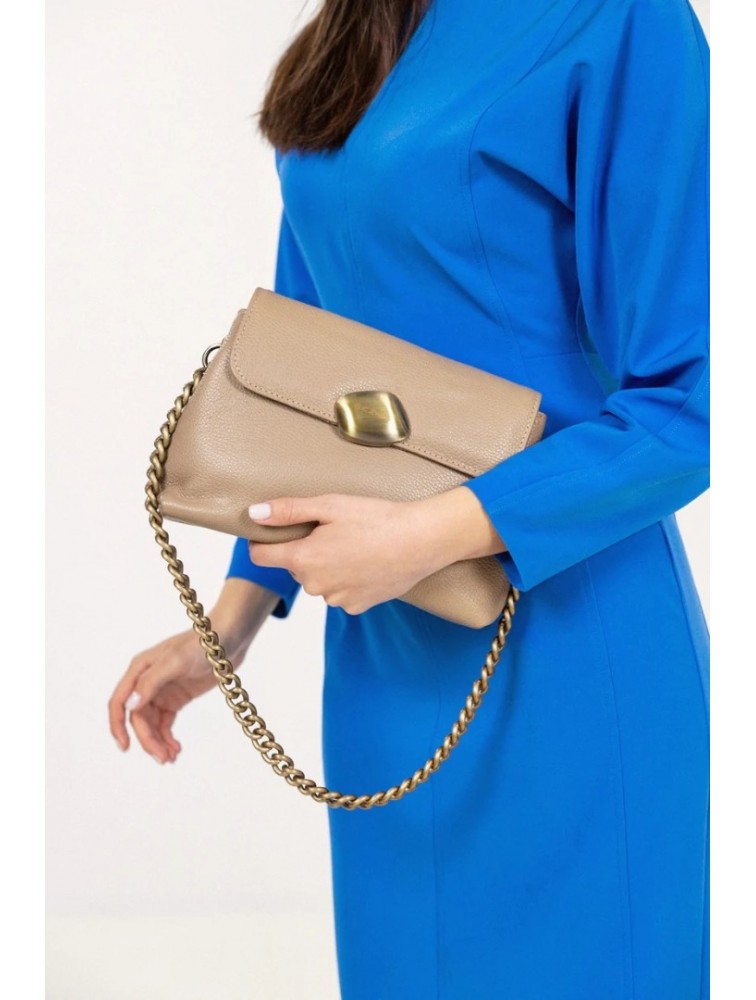 CLIC JEWELS DONNA MEDIUM (mocha dolaro leather) Μπεζ τσάντα ώμου