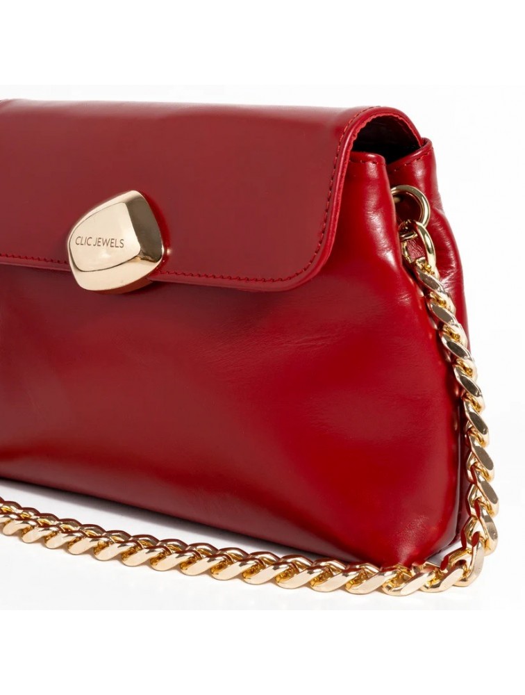 CLIC JEWELS DONNA MEDIUM (red smooth genuine leather) Κόκκινη τσάντα ώμου