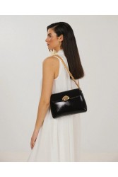 CLIC JEWELS DONNA MEDIUM DONNA (black patent eco leather) Μαύρη τσάντα ώμου