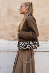 CLIC JEWELS Barrel Bag Leopard Ponyskin Λεοπάρ Βαρελάκι Τσάντα