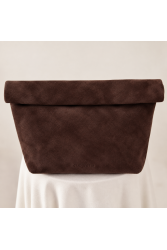 CLIC JEWELS Alex Lunchbag Brown Suede Genuine Leather Σκούρο Καφέ Σουέντ Τσάντα