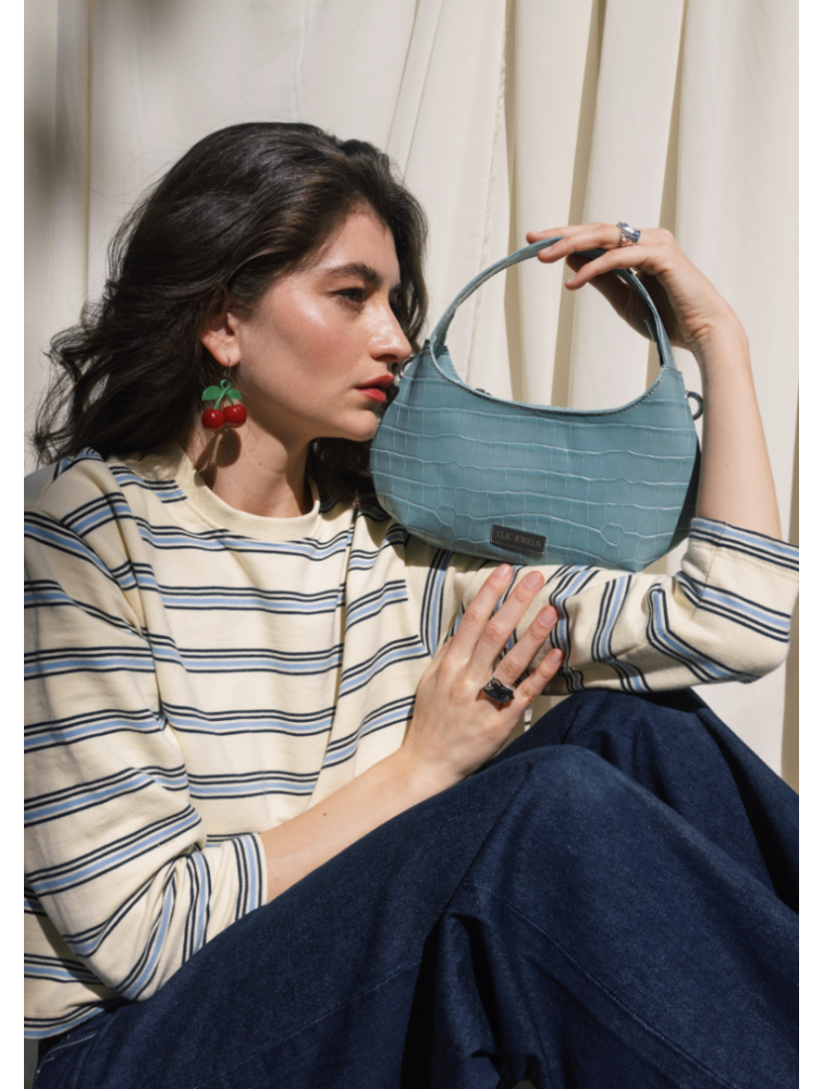 CLIC JEWELS Candy Mini Sky Blue Croco Bag