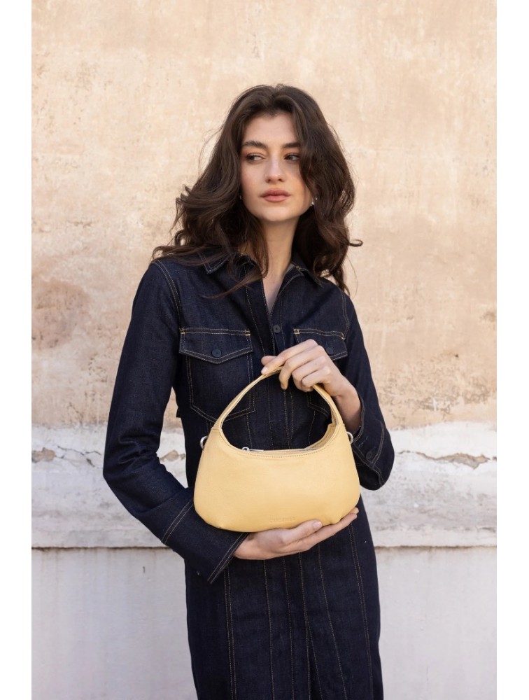 CLIC JEWELS Candy Mini Yellow Dolaro Genuine Leather Κίτρινη Δερμάτινη Τσάντα
