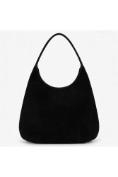 CLIC JEWELS Candy XL Black Suede Genuine Leather Μαύρη Σουέντ Δερμάτινη Τσάντα