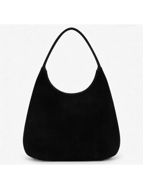 CLIC JEWELS Candy XL Black Suede Genuine Leather Μαύρη Σουέντ Δερμάτινη Τσάντα