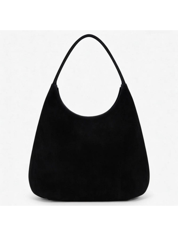 CLIC JEWELS Candy XL Black Suede Genuine Leather Μαύρη Σουέντ Δερμάτινη Τσάντα