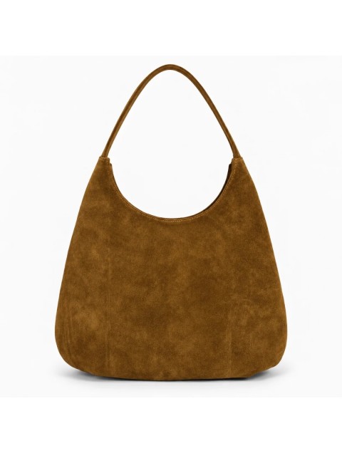CLIC JEWELS Candy XL Camel Suede Genuine Leather Κάμελ Σουέντ Δερμάτινη Τσάντα