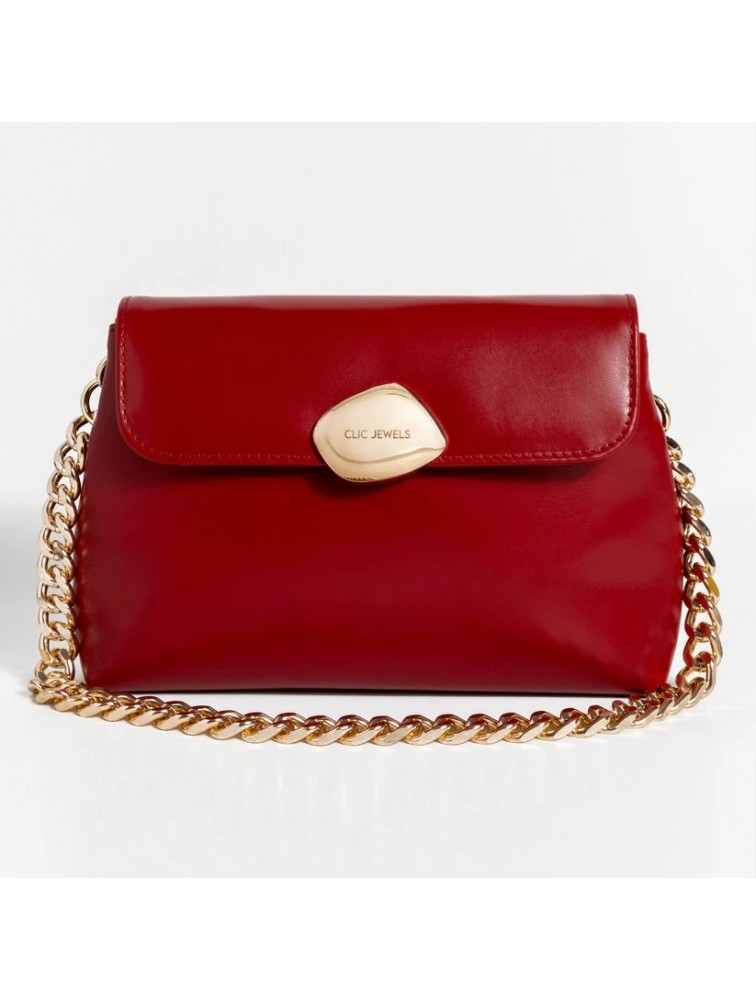 CLIC JEWELS DONNA MEDIUM (red smooth genuine leather) Κόκκινη τσάντα ώμου