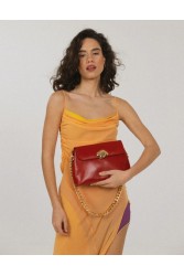 CLIC JEWELS DONNA MEDIUM (red smooth genuine leather) Κόκκινη τσάντα ώμου