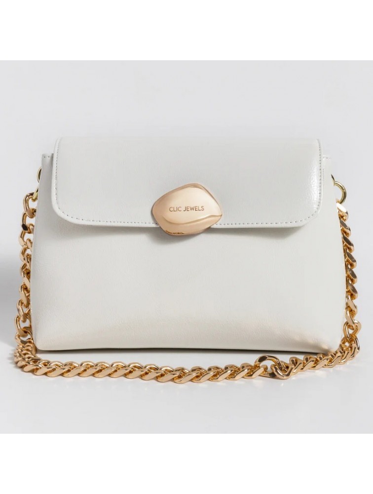 CLIC JEWELS DONNA MEDIUM DONNA (white patent eco leather) Λευκή τσάντα ώμου