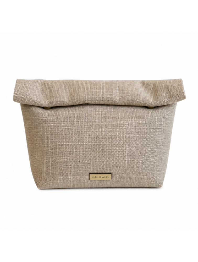 CLIC JEWELS LUNCHBAG (linen) Λινή γυναικεία τσάντα ώμου σε φυσικό χρώμα