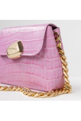 CLIC JEWELS MAYA MINIBAG (pink croco leather limited edition) Ροζ τσάντα ώμου