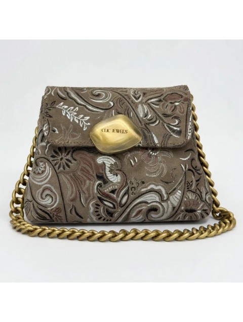 CLIC JEWELS Maya Minibag Boho Elephant Grey Suede Genuine Leather Γκρι Σουέντ Μπόχο Τσάντα
