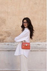 CLIC JEWELS Maya Minibag Peach Smooth Genuine Leather Peach Leather Shoulder Bag