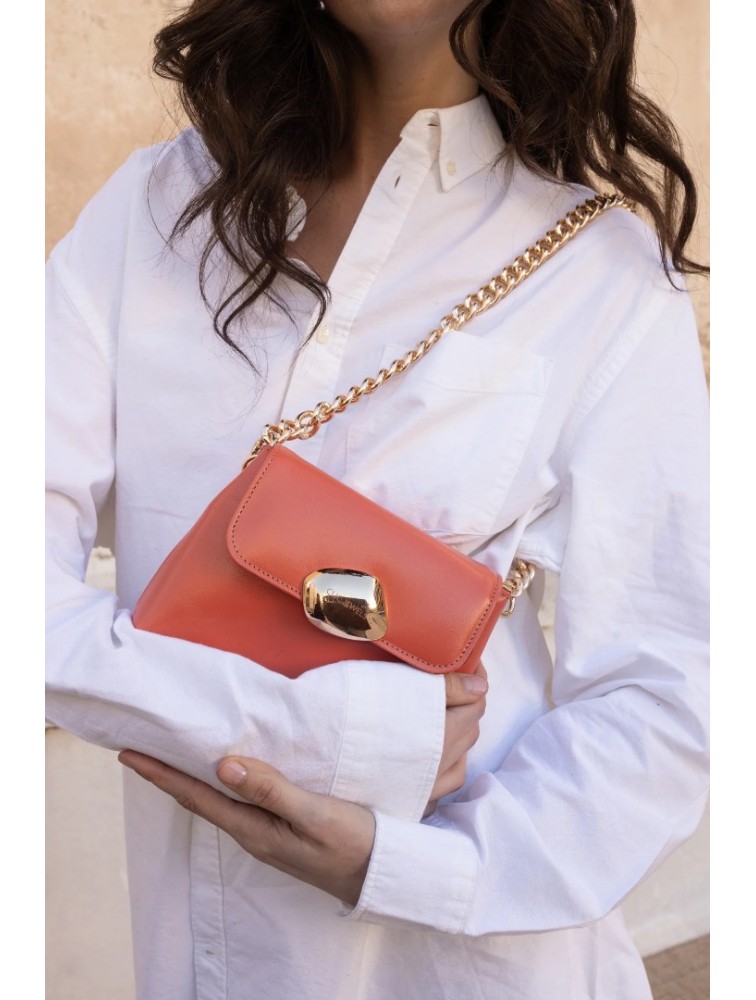 CLIC JEWELS Maya Minibag Peach Smooth Genuine Leather Peach Leather Shoulder Bag