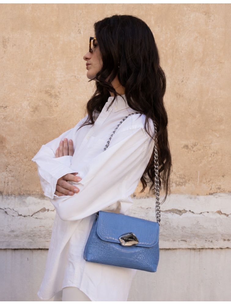 CLIC JEWELS Maya Minibag Sky Blue Croco Genuine Leather