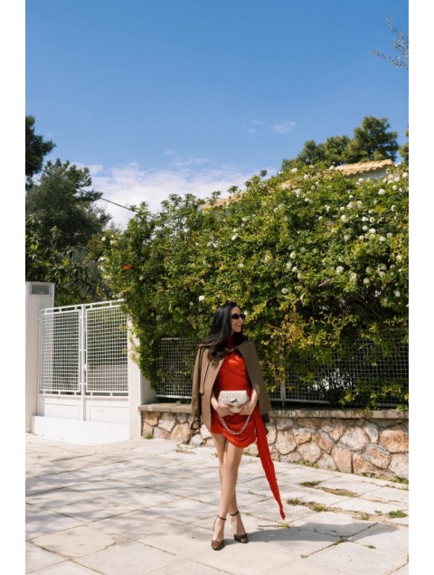 CLIC JEWELS Maya Minibag Vanilla Croco Genuine Leather Εκρού Κροκό Δερμάτινη Τσάντα Ώμου