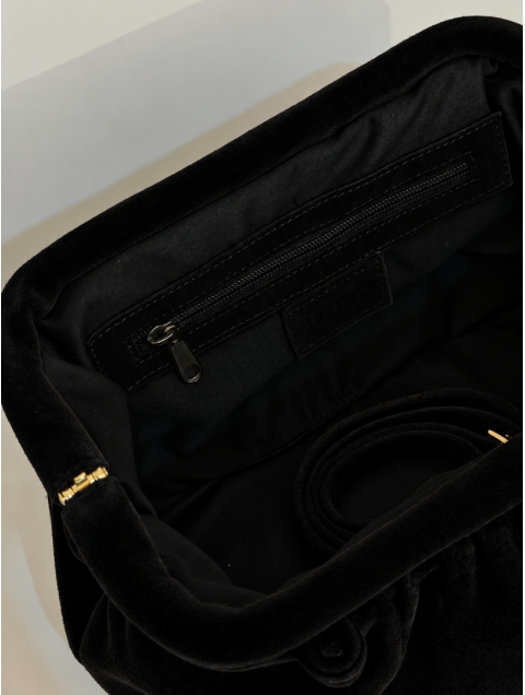 CLIC JEWELS Puff Clutch Mini Velvet Μαύρο Βελούδινο Κλατς