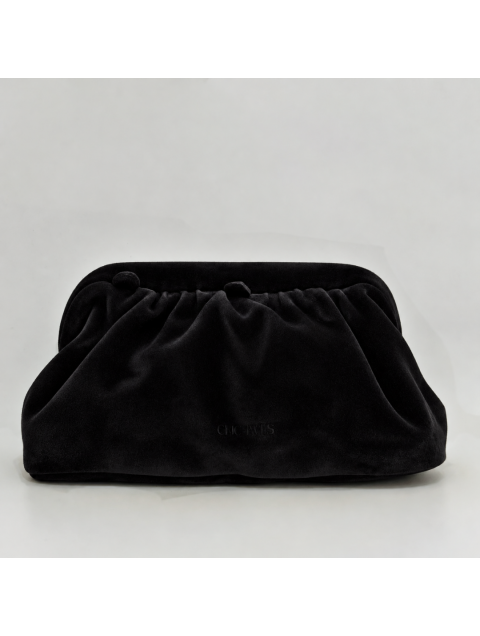 CLIC JEWELS Puff Clutch Mini Velvet Μαύρο Βελούδινο Κλατς