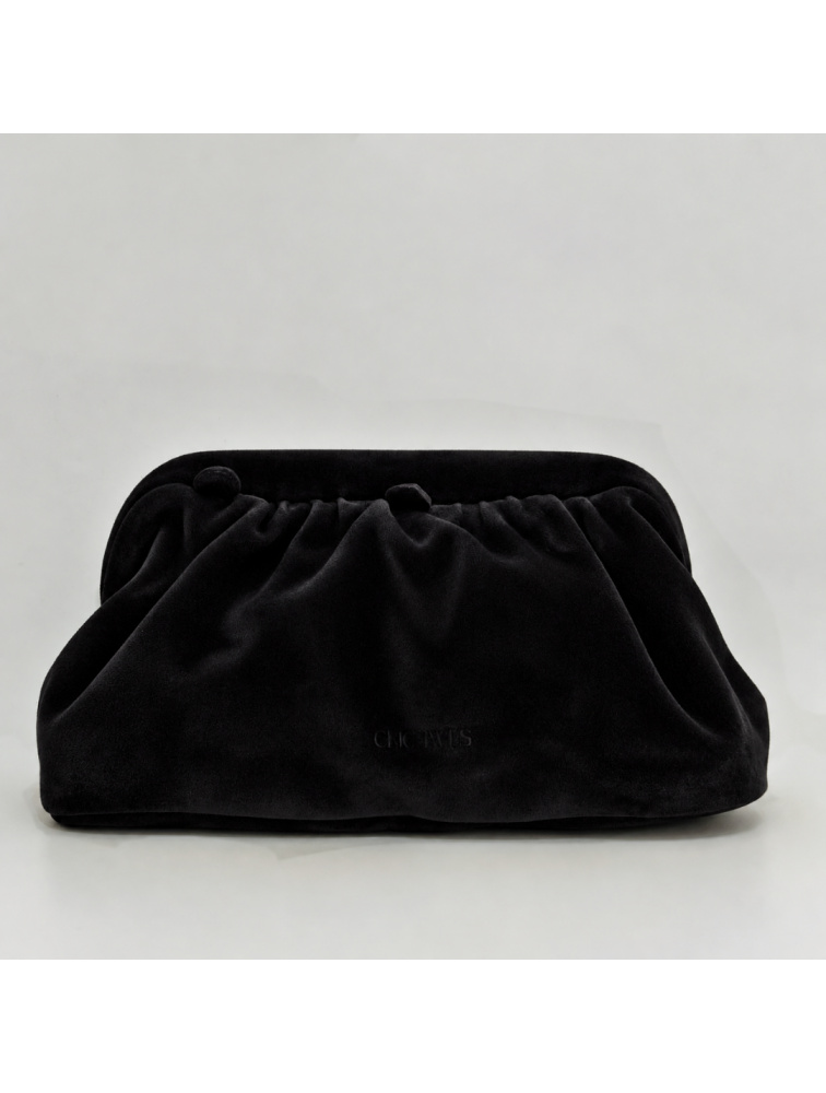 CLIC JEWELS Puff Clutch Mini Velvet Μαύρο Βελούδινο Κλατς