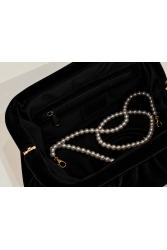 CLIC JEWELS Puff Clutch Mini Velvet Μαύρο Βελούδινο Κλατς