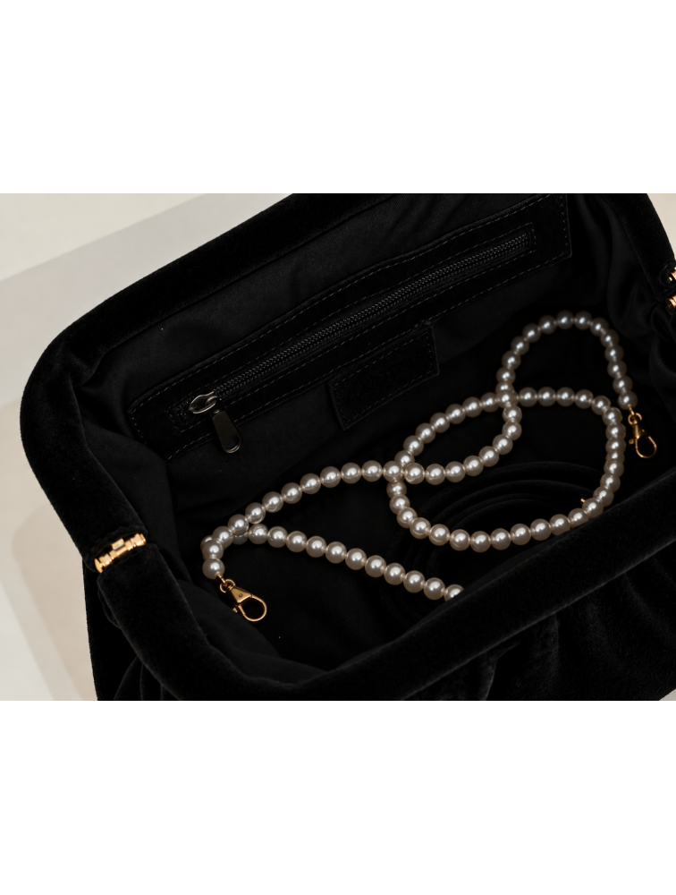 CLIC JEWELS Puff Clutch Mini Velvet Μαύρο Βελούδινο Κλατς