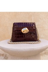 CLIC JEWELS Maya Minibag Bordeaux Croco Genuine Leather Μπορντώ Κροκό Δερμάτινη Γυναικεία Τσάντα