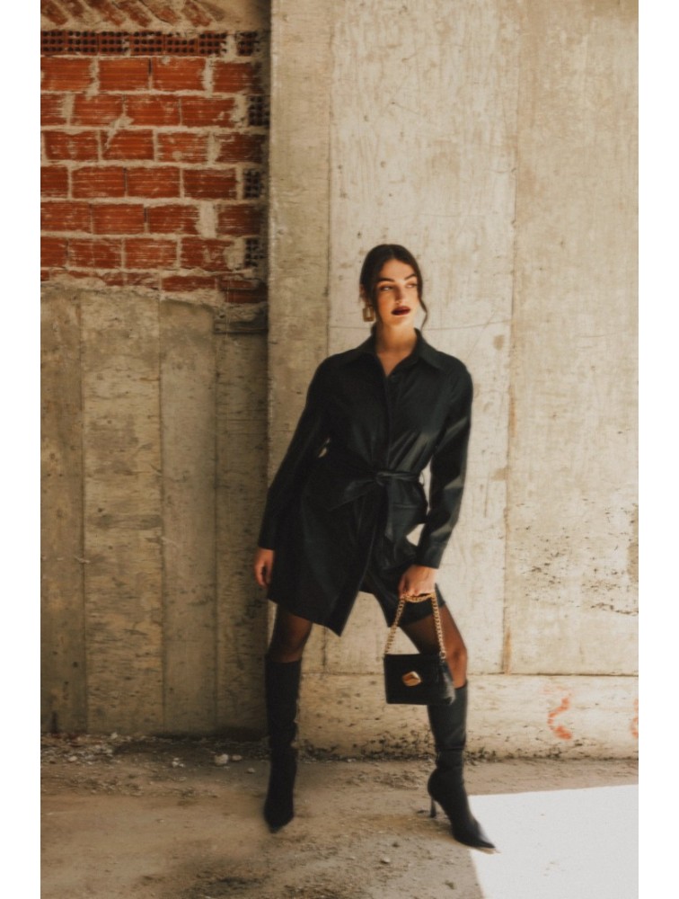 CLIC JEWELS Maya Minibag Black Croco Genuine Leather Μαύρη Κροκό Γυναικεία Δερμάτινη Τσάντα