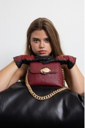 CLIC JEWELS MAYA MINIBAG (liquid bordeaux leather) Μπορντώ γυναικεία τσάντα ώμου