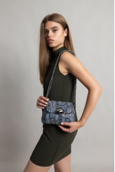 CLIC JEWELS MAYA MINIBAG (Grey snakeskin effect leather) Γκρι γυναικεία τσάντα ώμου