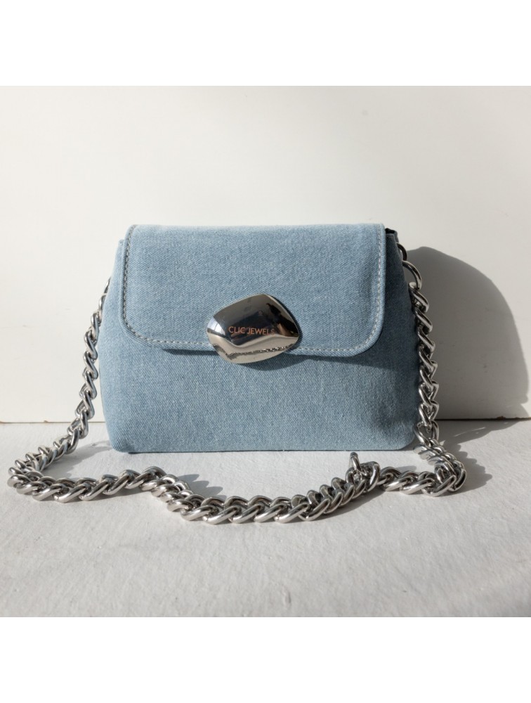 CLIC JEWELS MAYA MINIBAG (light blue denim) Τζιν Γυναικεία Τσάντα 'Ωμου