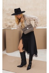 CLIC JEWELS Neira Medium Elephant Grey Snake Print Genuine Leather Γκρι Δερματινη Τσάντα