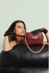 CLIC JEWELS MAYA MINIBAG (liquid bordeaux leather) Μπορντώ γυναικεία τσάντα ώμου