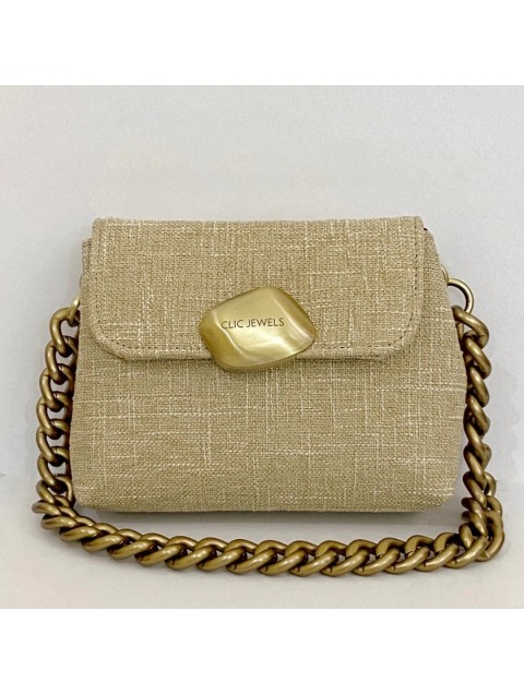 CLIC JEWELS MAYA MINIBAG LINEN Women's shoulder bag in natural color CLIC JEWELS MAYA MINIBAG LINEN Women's shoulder bag in natural color