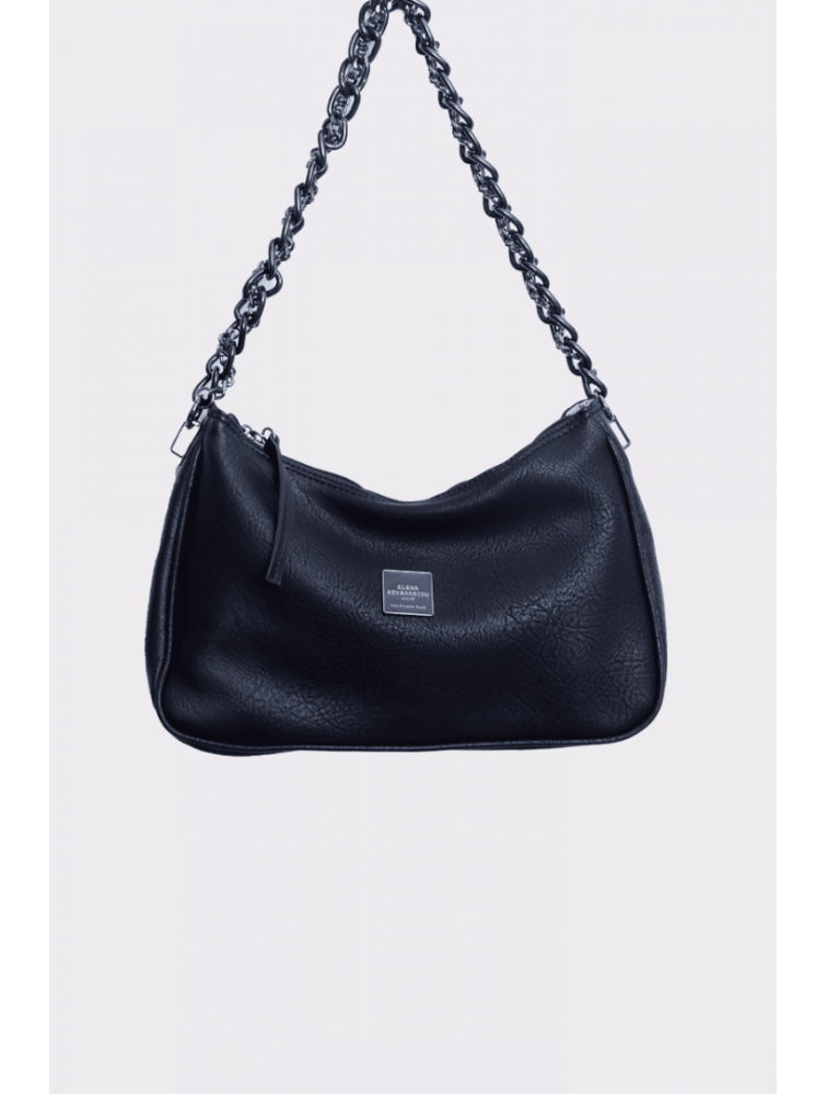ELENA ATHANASIOU Retro Chain Vintage Baguette Black Μαύρη γυναικεία τσάντα ώμου