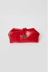 ELENA ATHANASIOU Croco Lunchbag Red Κόκκινη Κροκό Τσάντα Χειρός