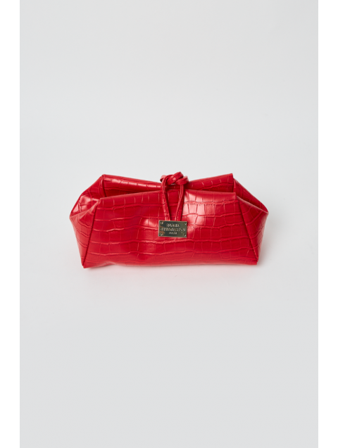 ELENA ATHANASIOU Croco Lunchbag Red Κόκκινη Κροκό Τσάντα Χειρός