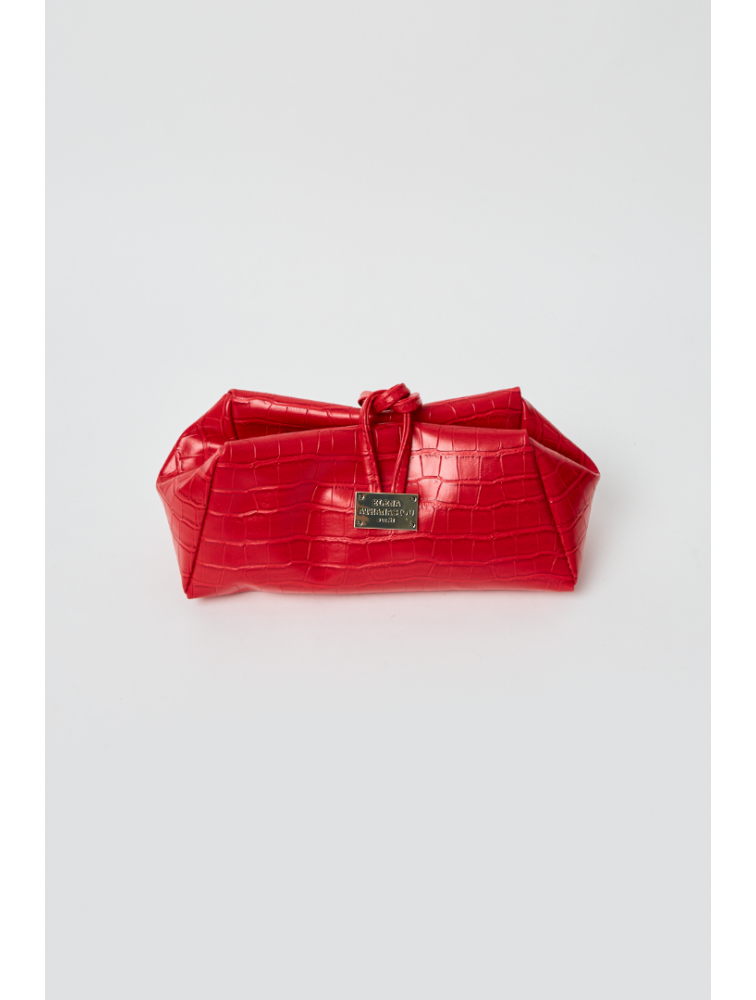 ELENA ATHANASIOU Croco Lunchbag Red Κόκκινη Κροκό Τσάντα Χειρός