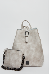ELENA ATHANASIOU Retro Chain Backpack Grey Γκρι γυναικεία τσάντα πλάτης