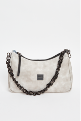 ELENA ATHANASIOU Retro Chain Vintage Baguette Grey Γκρι γυναικεία τσάντα ώμου