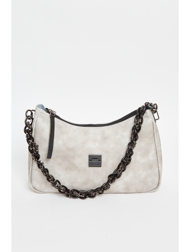 ELENA ATHANASIOU Retro Chain Vintage Baguette Grey Γκρι γυναικεία τσάντα ώμου