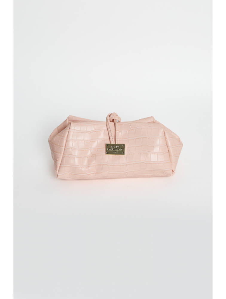 ELENA ATHANASIOU Croco Lunchbag Pink Ροζ Κροκό Τσάντα Χειρός