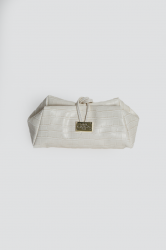 ELENA ATHANASIOU Croco Lunchbag White Λευκή Κροκό Τσάντα Χειρός