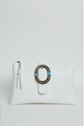 ELENA ATHANASIOU In The Island Clutch Bag White Λευκό τσαντάκι